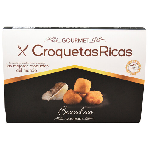 CROQUETAS RICAS Croquetas 100% caseras, ultracongeladas y rellenas de bacalao Gourmet 300 g.
