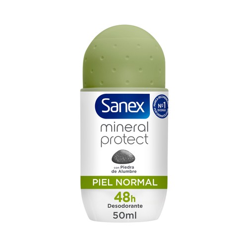 SANEX Mineral protect Desodorante roll on para mujer antitranspirante hasta 48 horas, piel normal 50 ml.