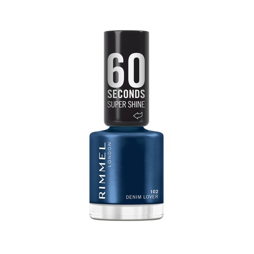 RIMMEL 60 Second super shine tono 102 Denim lover Esmalte de uñas de secado rápido.