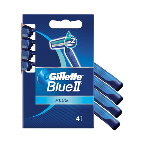 Maquinilla de afeitar desechable con cabezal de doble hoja GILLETTE Blue II plus 4 uds.