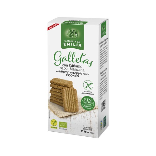 LA RECETA DE EMILIA Galletas cáñamo sabor manzana sin gluten 125 g.