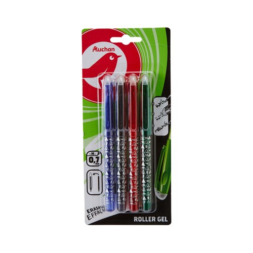 4 BOLIGRAFOS AUCHAN TINTA BORR CON CLICK 4 COL