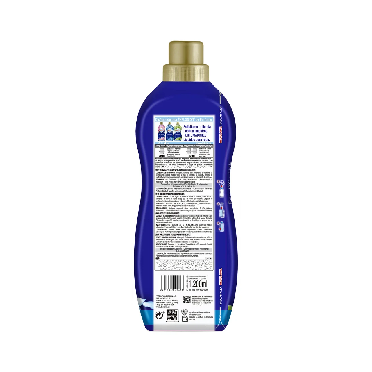 Azul océano Suavizante concentrado 60 ds,1300 ml
