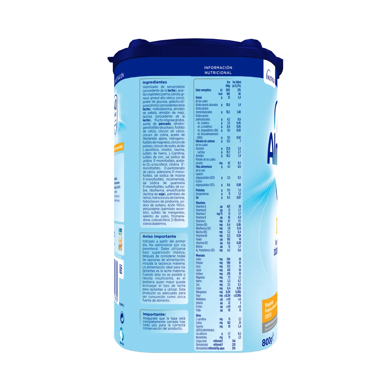 ALMIRÓN Leche de inicio (1) para recién nacido a partir del primer día ALMIRÓN Advance digest 800 g.