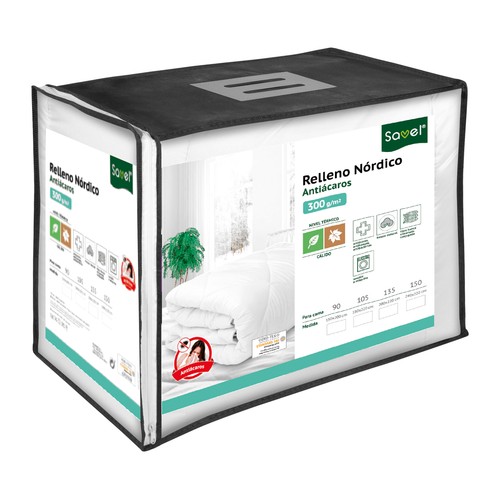 Relleno nórdico antiácaros cama 150cm, 300g/m², SAVEL.