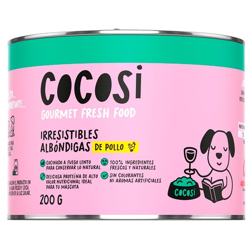 COCOSI Alimento húmedo para perro, mini albóndiga de pollo - Lata 200g.