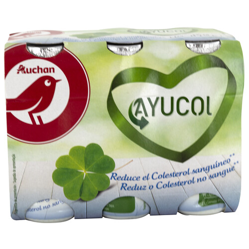 AUCHAN AYUCOL Yogur líquido natural, que ayuda a controlar el colesterol 6 x 100 g. Producto Alcampo