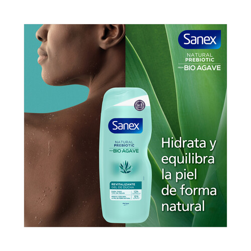 SANEX Gel revitalizante para baño o ducha con prebiótico, para todo tipo de pieles SANEX Natural prebiotic 600 ml.