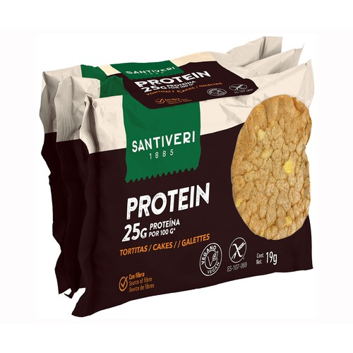 SANTIVERI Tortitas con 25% proteinas 3 uds. 57 g.