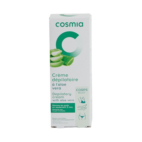Crema depilatoria con aloe vera, para pieles sensibles COSMIA 200 ml.