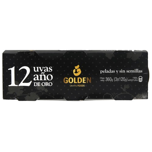 GOLDEN Uvas en almíbar peladas y sin semillas GOLDEN pack de 3 uds.x 120 g.