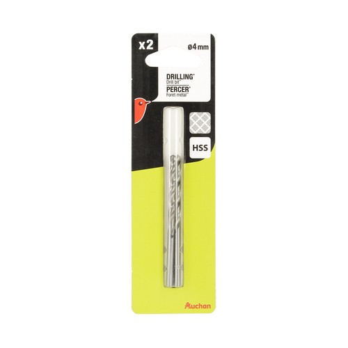 2 brocas HSS para metal, ø 4mm, PRODUCTO ALCAMPO.