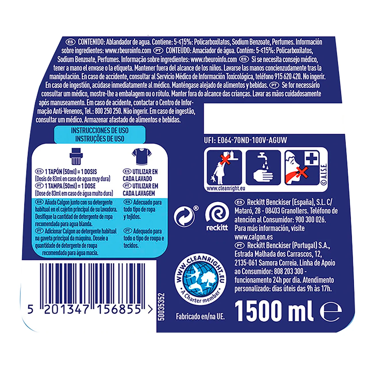 CALGON Antical lavadora CALGON POWER 1,5 l.