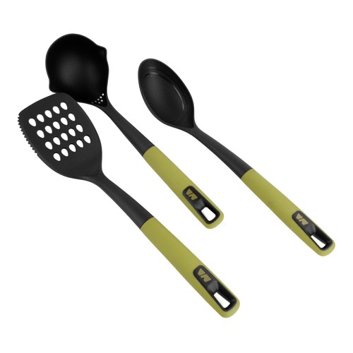 Set 3 utensilios de cocina, nylon. Espumadera, cazo y cuchara, VITRINOR Liebana Colección