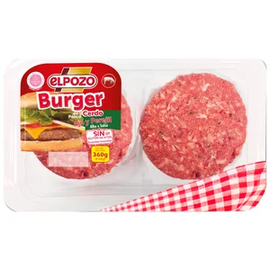 Bandeja con burger meat de cerdo con ajo y perejil EL POZO 4 x 90 g.