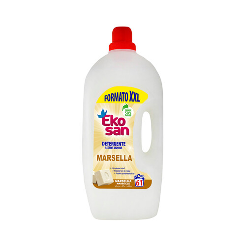Detergente líquido para lavadora con jabón de Marsella EKOSAN 61 lav. 4 l.