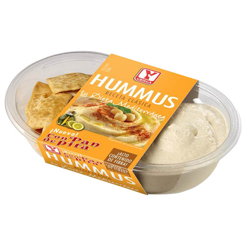 Y GRIEGA Hummus receta clásica, con pan de pita Y GRIEGA 150 g.