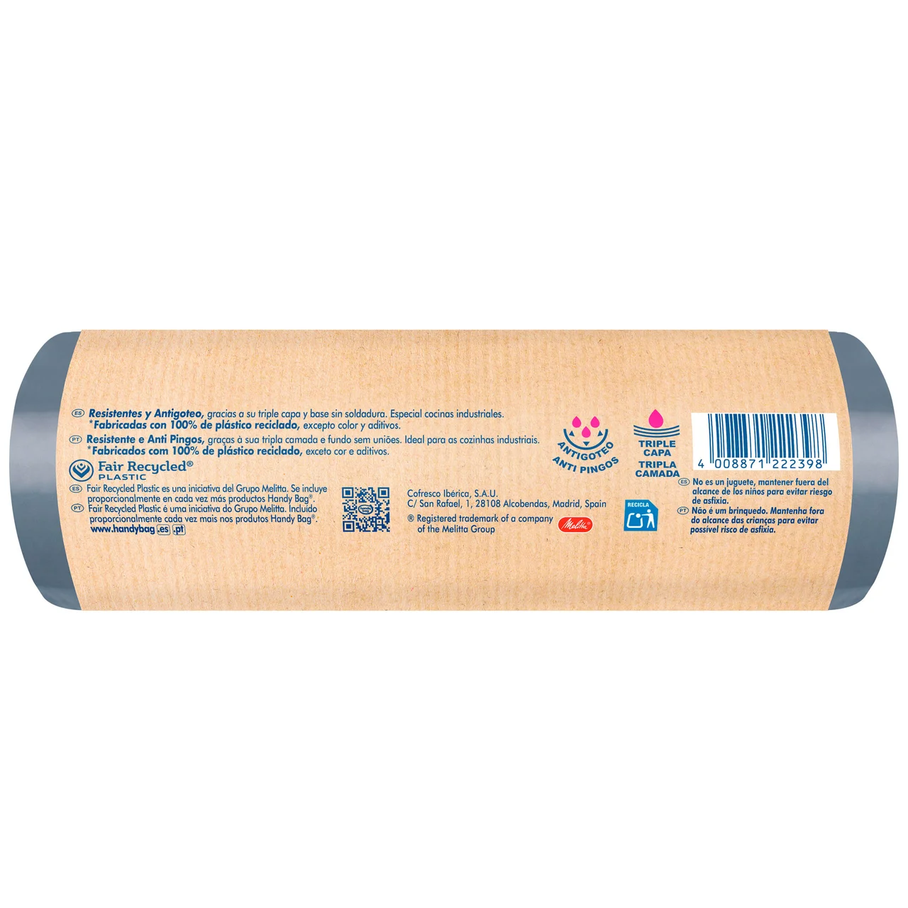 Bolsa de basura hostelería 100% plástico reciclado 8B 129L