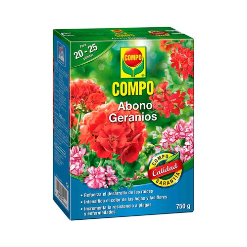 Abono granulado especial para geráneos. Caja 750g COMPO.