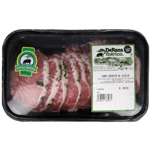 Imagen de Bandeja de cinta de lomo ibérica al ajillo, elaborada sin gluten DERAZA 