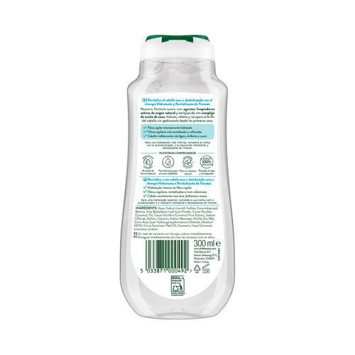 TIMOTEI Champú hidratante y revitalizante para cabellos secos y deshidratados 300 ml.