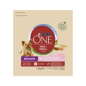 PURINA ONE Comida para perros adultos de raza pequeña a base de salmón y arroz PURINA ONE MINI 1,5 kilo.