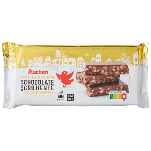 PRODUCTO ALCAMPO Turrón de chocolate crujiente con arroz inflado 250 g.