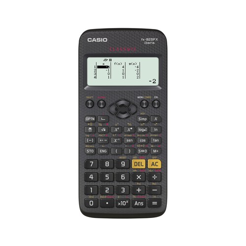 Calculadora científica con pantalla LCD de 2 lineas y 12 dígitos, funciona a pilas CASIO Fx-82SPX.