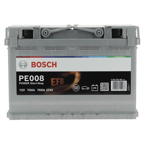 Batería de coche 70Ah EFB PE008, arranque 760A, 12V BOSCH.