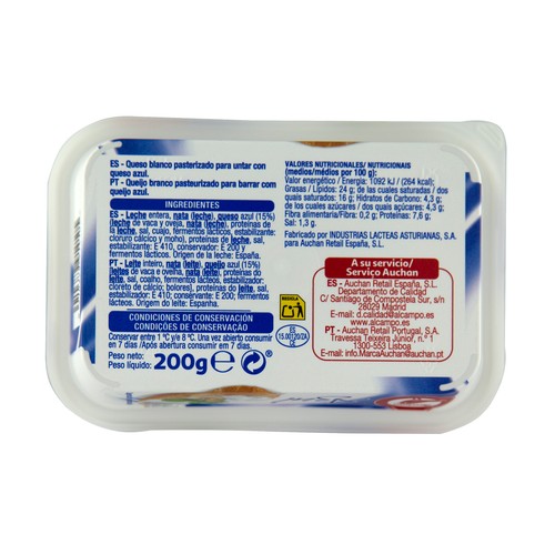 AUCHAN Queso de untar azul 200 g. Producto Alcampo