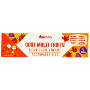 PRODUCTO ALCAMPO Pasta de dientes infantil (a partir de 6 años), con fluor y sabor a frutos rojos 50 ml.