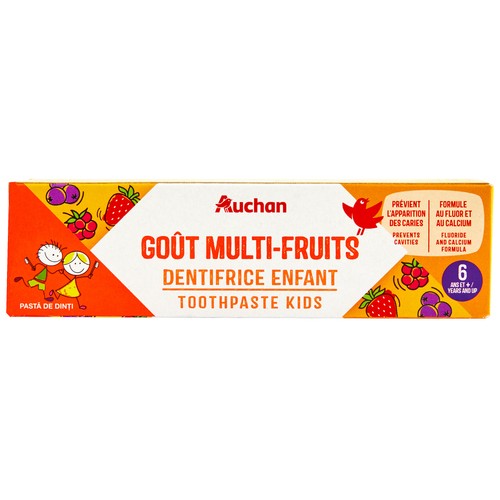 PRODUCTO ALCAMPO Pasta de dientes infantil (a partir de 6 años), con fluor y sabor a frutos rojos 50 ml.