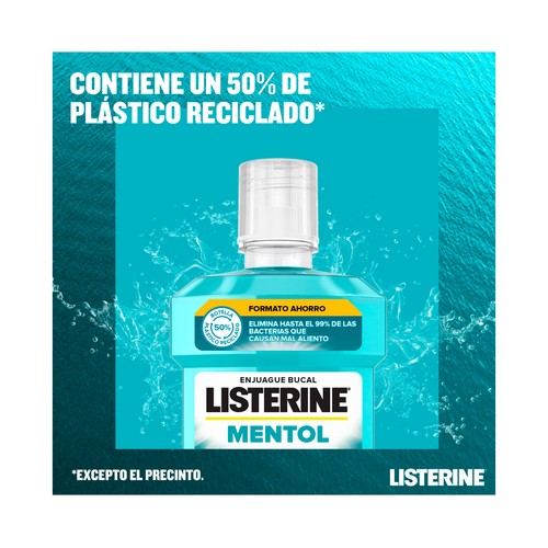 LISTERINE Enjuage bucal de uso diario sin alcohol, con sabor suave a mentol LISTERINE 1 l.