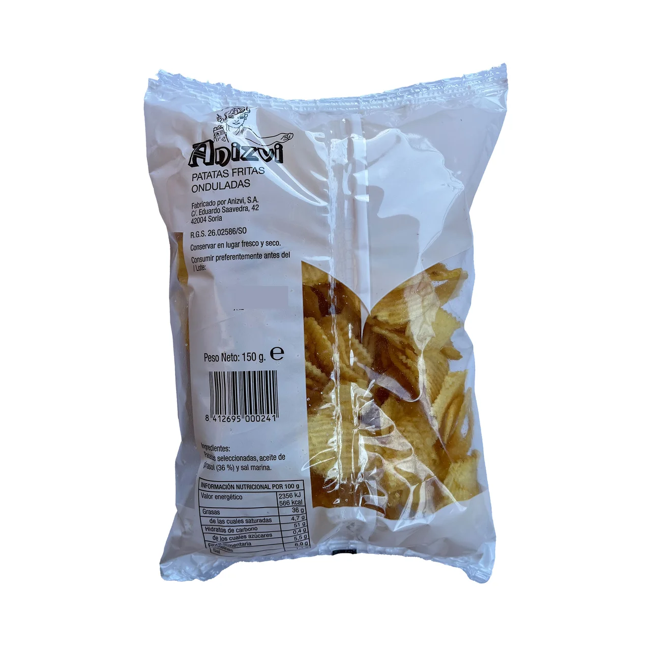 Patatas fritas onduladas 150 gr.