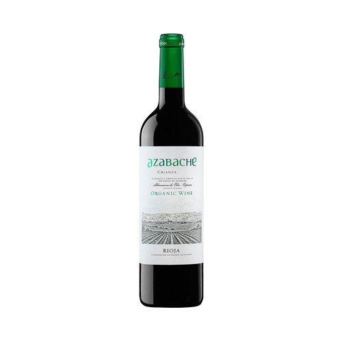 Vino tinto crianza ecológico con denominación de origen calificada Rioja AZABACHE botella de 75 cl.