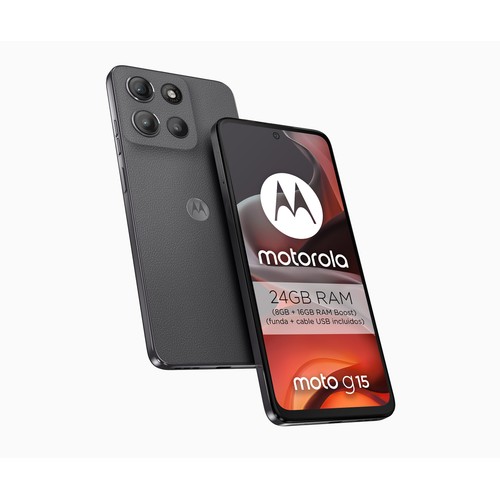 Smartphone MOTOROLA Moto G15 gravity grey, 4G, 512GB + 8GB Ram, pantalla 17,06cm (6,72")