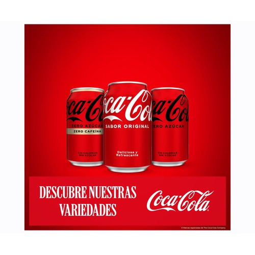 COCA COLA ZERO ZERO Refresco de cola Zero azúcar y zero cafeína lata de 330 ml.
