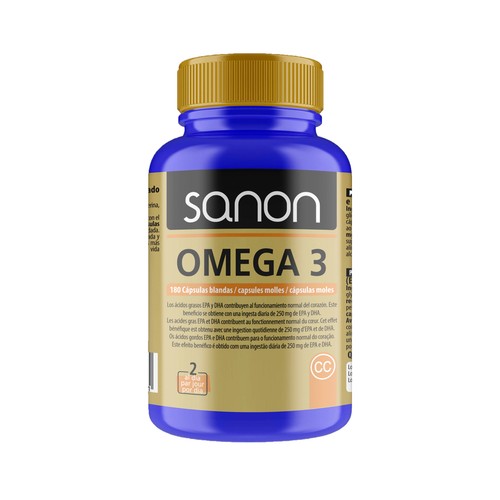 SANON Omega 3 (complemento nutricional) 180 cápsulas blandas.