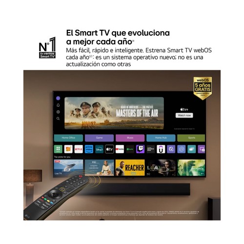Televisión 109,2cm (43") LG 43UT73006LA, Smart TV, 4K, WebOS24, 2 USB, 3 HDMI, HDR10.