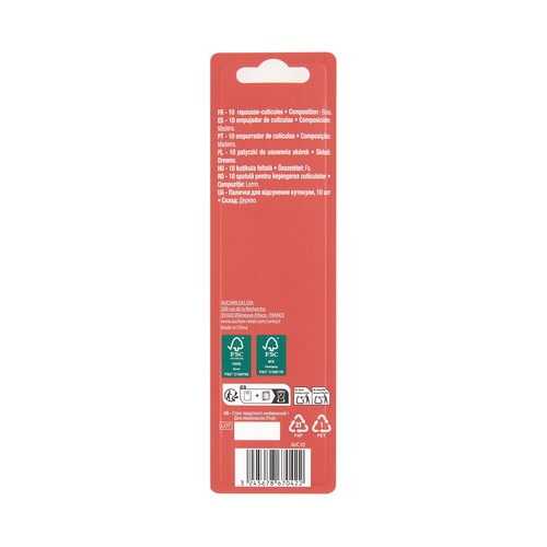 COSMIA Bastones de madera para empujar las cutículas 10 uds.