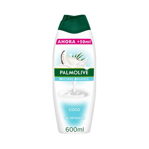 PALMOLIVE Natural balance Gel de baño o ducha textura crema, con leche nutritiva y extracto de coco 600 ml.