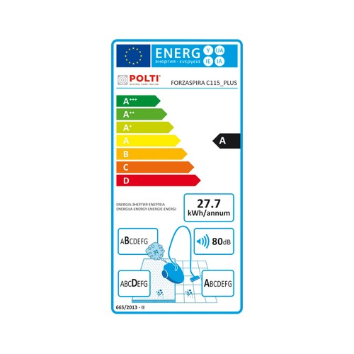 POLTI Forzaspira C115 PLUS, 800W, ciclónico, filtro Hepa. Aspirador sin bolsa.