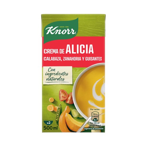 KNORR Crema de Alicia (calabaza, zanahoria y guisantes) 500 ml.