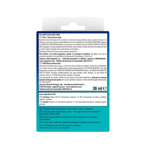 PATO Discos activos azules para WC 36 ml.