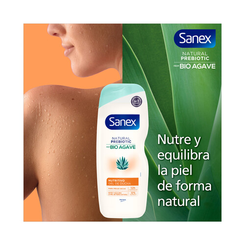 SANEX Gel nutritivo para baño o ducha con prebiótico, para pieles secas SANEX Natural prebiotic 600 ml.