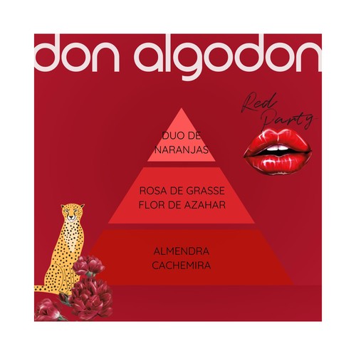 DON ALGODÓN Red party Neceser para mujer con colonia, brillo de labios 3D y eyeliner brillante.