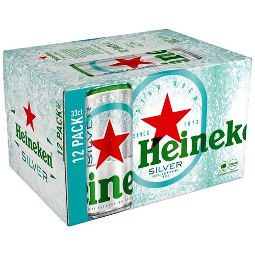 HEINEKEN SILVER Cerveza extra refrescante pack 12x33 cl.