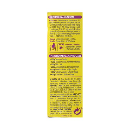IBERIA Tinte para ropa de color azul celeste (permite teñir a baja temperatura 40ª) IBERIA 1 ud.