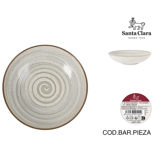 Plato hondo 21cm melamina, modelo Loop gris. MONACO