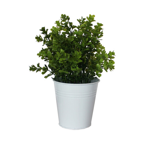 Maceta con plantas artificiales decorativas color verde surtidas en formas, 10x24 cm, ESSENCIAL.